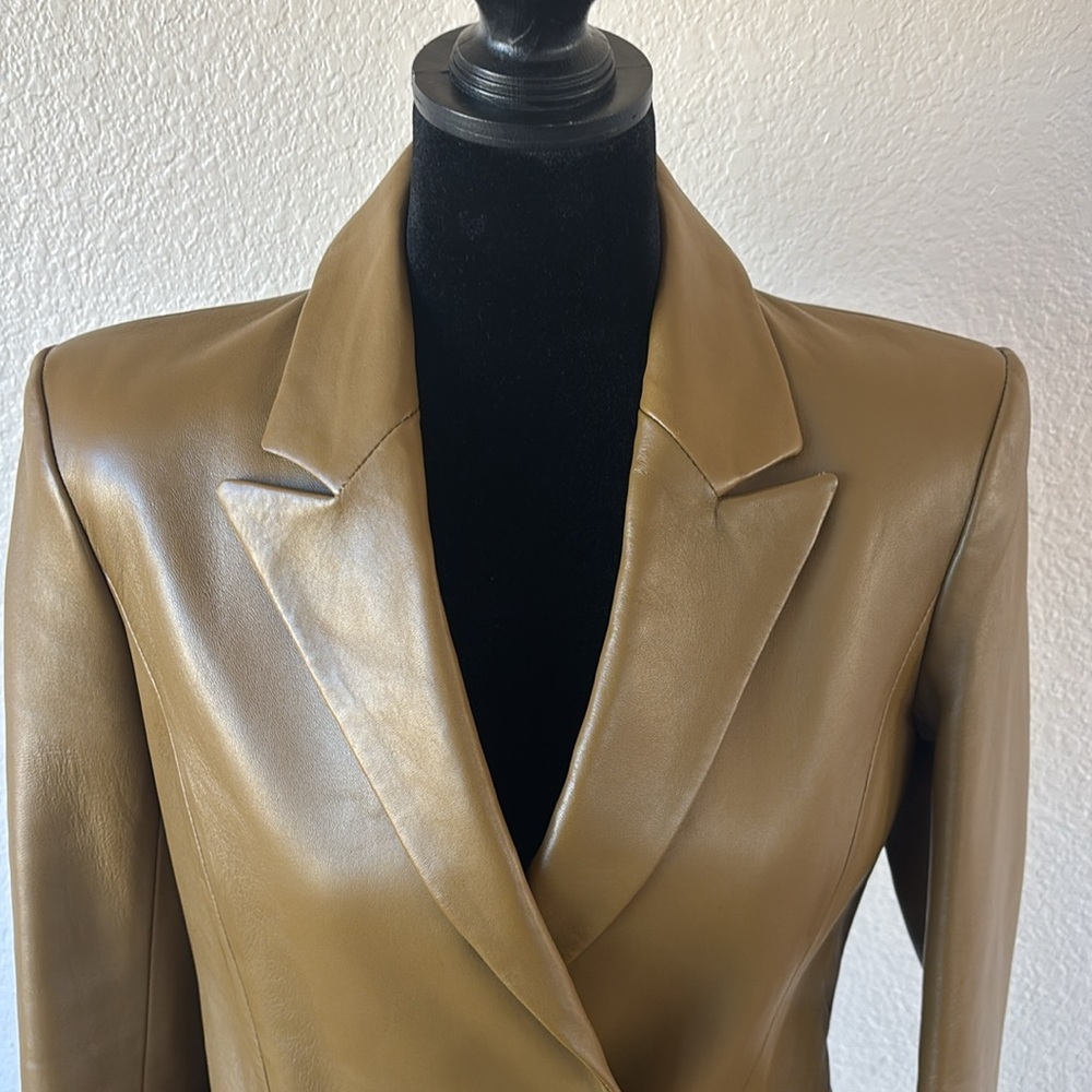 2013 100% Authentic OFF-WHITE Virgil Abloh Leather Blazer Jacket Military Green - Picture 3 of 16